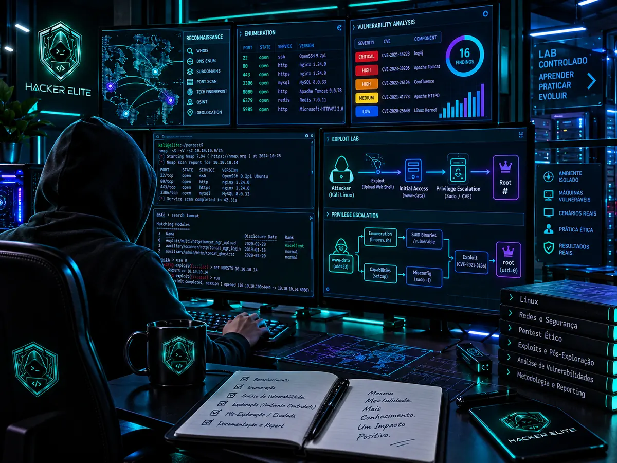 Ambiente visual de pentest ético e cibersegurança